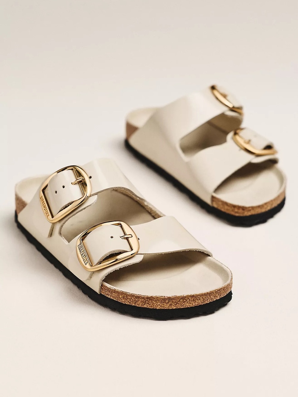Birkenstock Arizona Big Buckle High Shine Sandals in Oyster NWOT